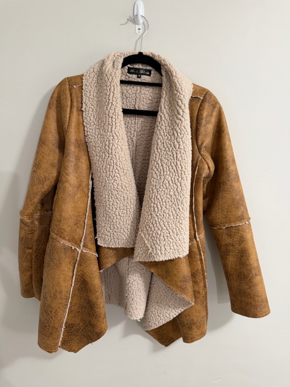 Hot & Delicious Tan Teddy Faux-Suede Shearling Jacket